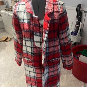 Old Navy Plaid Red and White Women's Coat